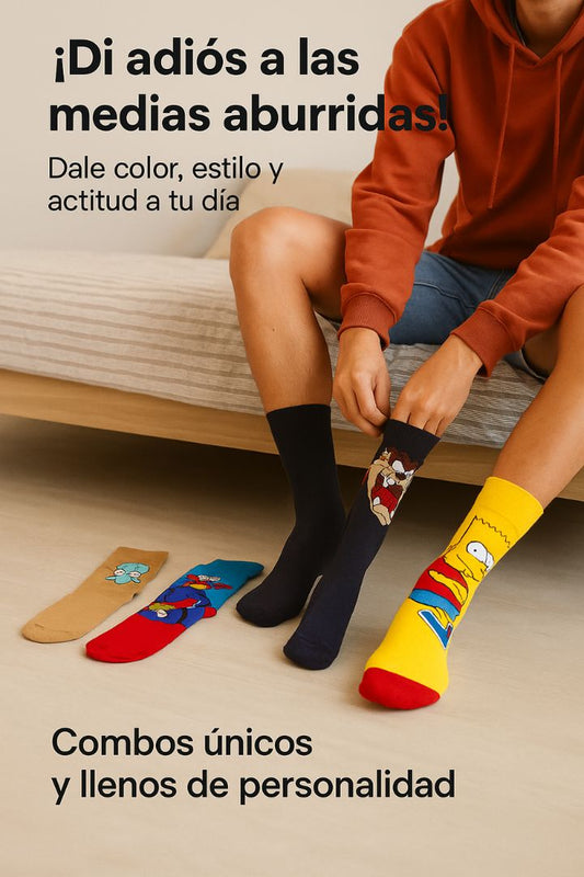 Medias Print art de Caricaturas en combo 3x1